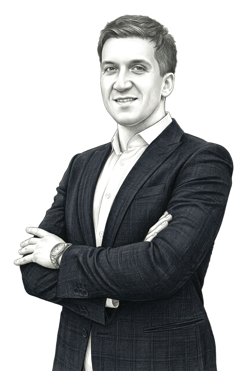 Patryk Cywiński, portret rysowany ołówkiem